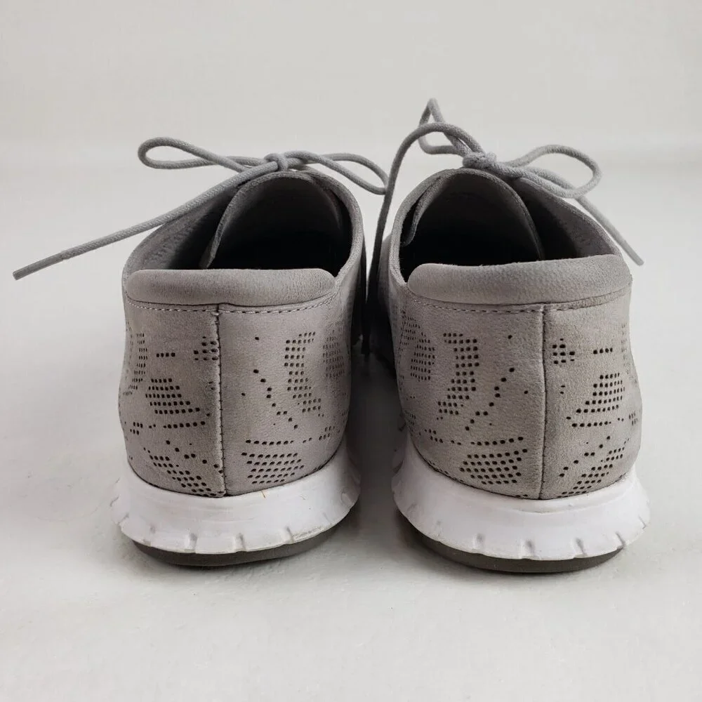 Cole Haan ZeroGrand Perforated Oxford Shoe Womens 6.5 B Gray Nubuck Flat Sneaker